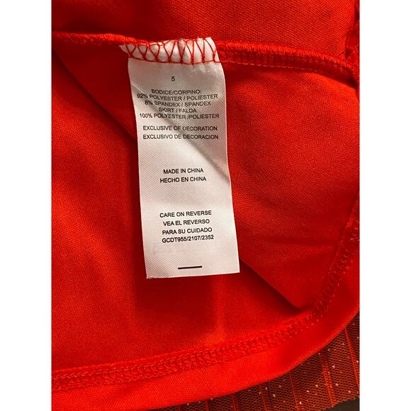 Girls Red Christmas Unicorn Tutu Dress Glitter Skirt Long Sleeve Striped Size 5 - Picture 6 of 6